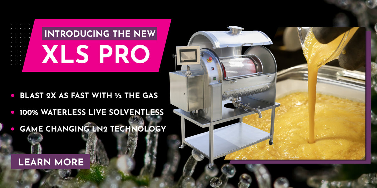 Introducing the XLS Pro: blast 2x as fast with half the gas, 100% waterless live solventless, and game-changing LN2 technology