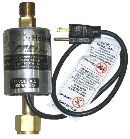 Inline 120 volt CO2 heater with brass fittings and a power cord