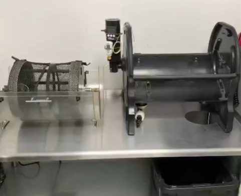 A Resinator machine mounted on the stainless steel equipment stand