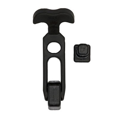 Black rubber draw latch with its catch plate